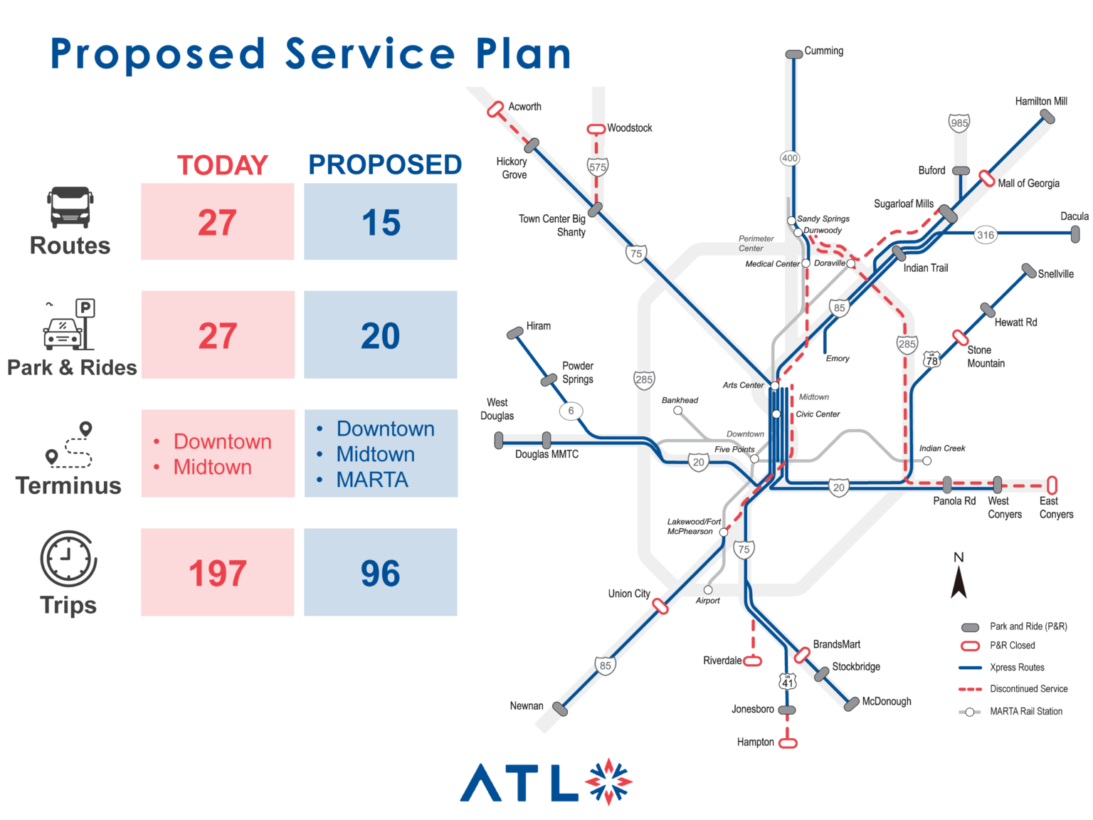 ATL Redefining the Ride Systemwide Map with proposals for a new service plan