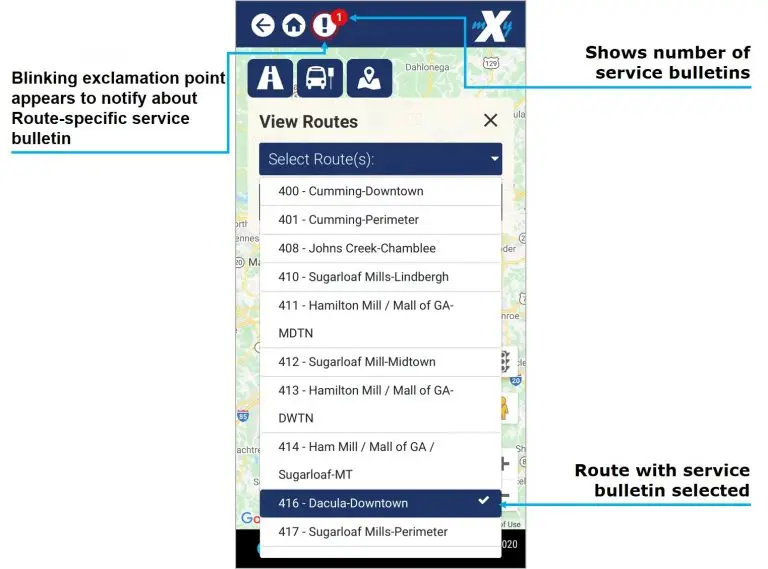 myXpress 2.0 app Route Specific Bulletin screenshot