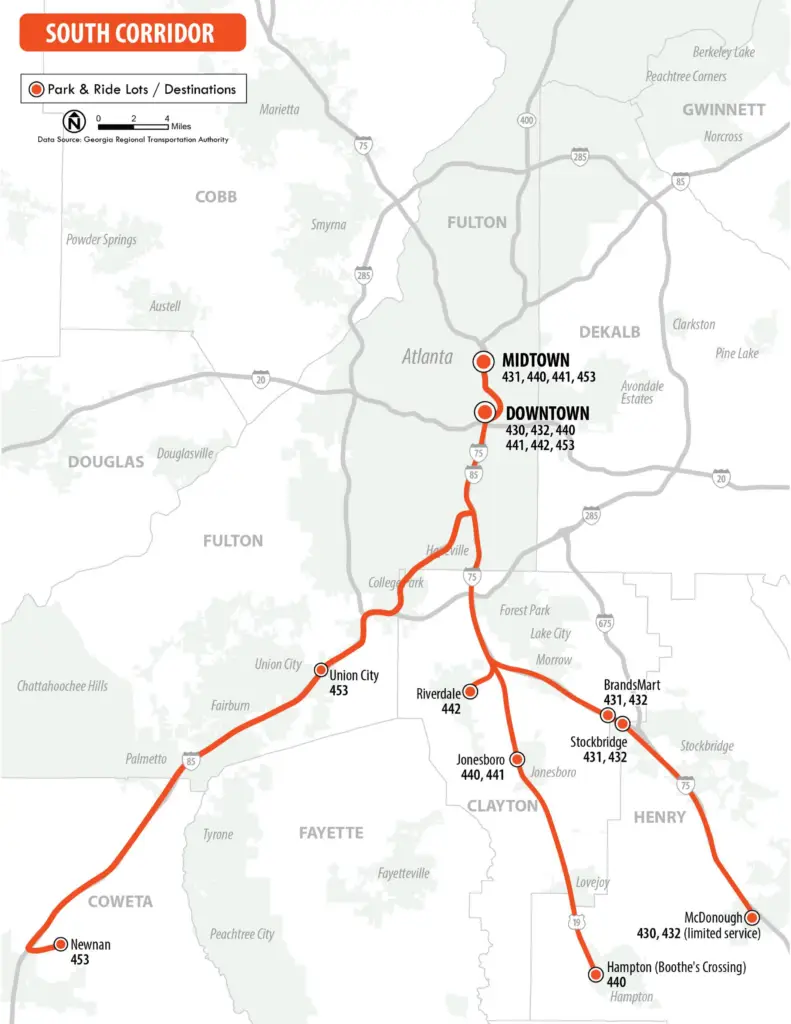 Map of South Corridor