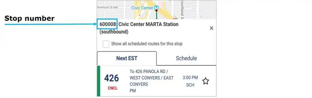 Screenshot of myXpress 2.0 app highlighting the Stop Number