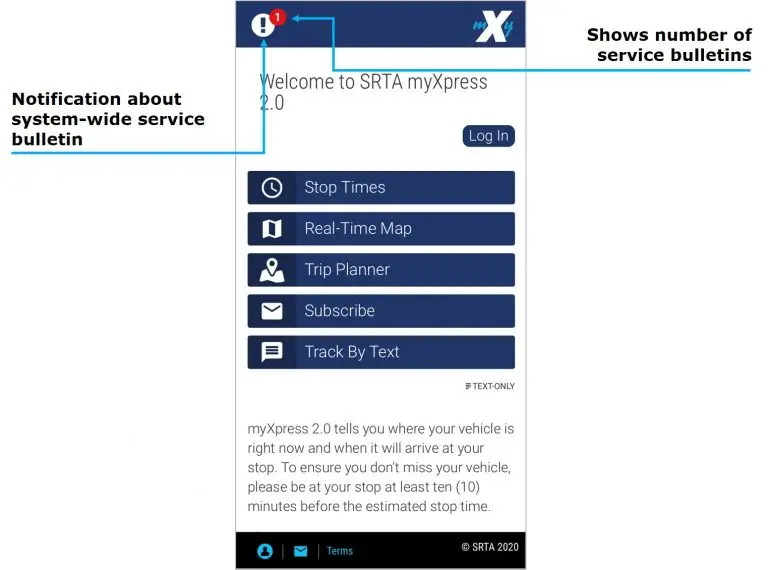 myXpress 2.0 app System Wide Bulletin screenshot