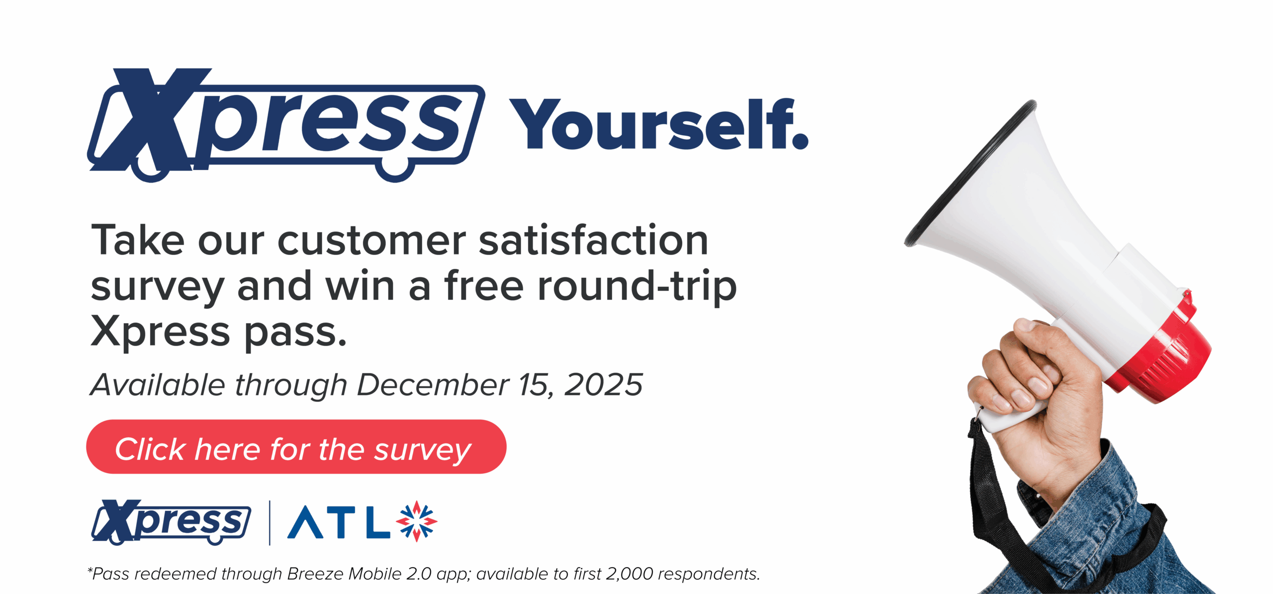 Xpress customer satisfaction survey form. Win a free round trip after submission.