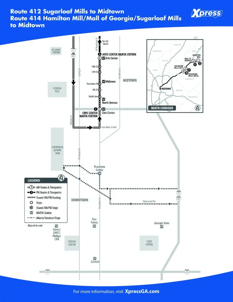 Map of Route 412 and 414