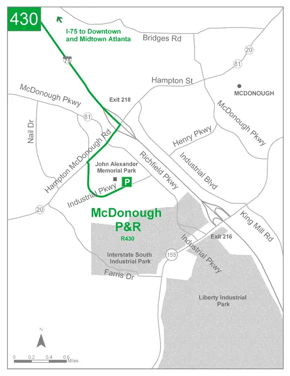 Map of route-430-park-and-ride