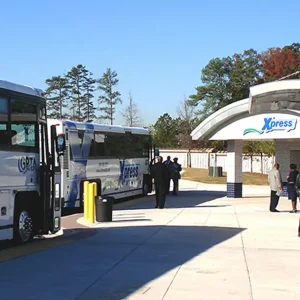 Xpress park and ride station with buses ready for boarding