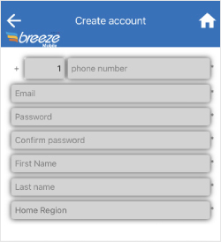 create account screen on breeze app