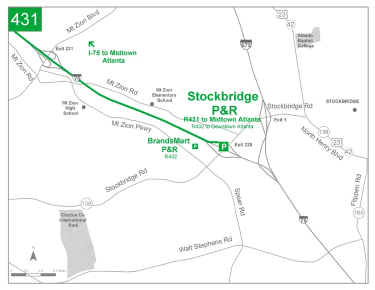 Map of xpress route-431-park-and-ride